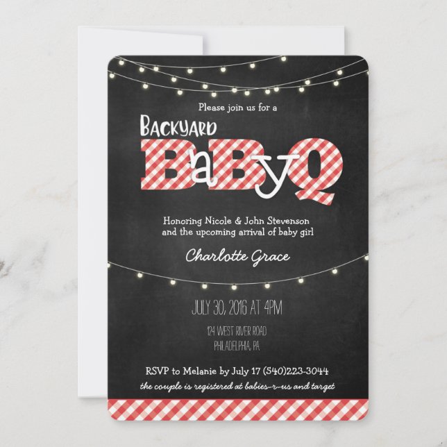 Backyard BaByQ Bash GRILLEN Baby Shower Einladung (Vorderseite)
