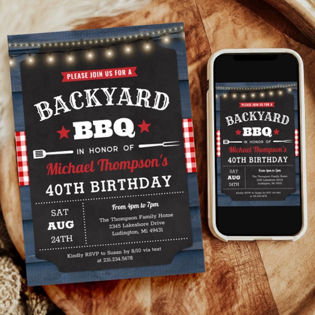 Backyard Barbecue 40. Geburtstag Einladung (Backyard Barbecue 40th Birthday Invitation)