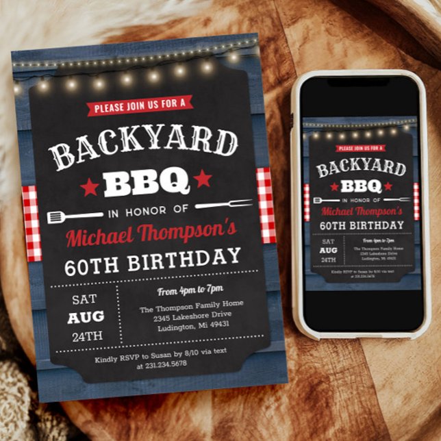 Backyard Barbecue 60. Geburtstag Einladung (Backyard Barbecue 60th Birthday Invitation)
