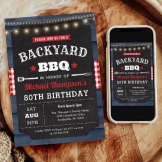 Backyard Barbecue 80. Geburtstag Einladung