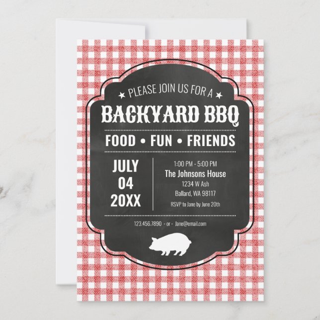 Backyard BBQ Party Invitation Einladung (Vorderseite)
