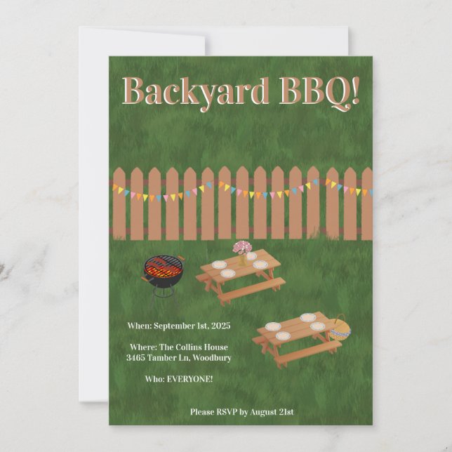 Backyard BBQ Party Invitation Einladung (Vorderseite)