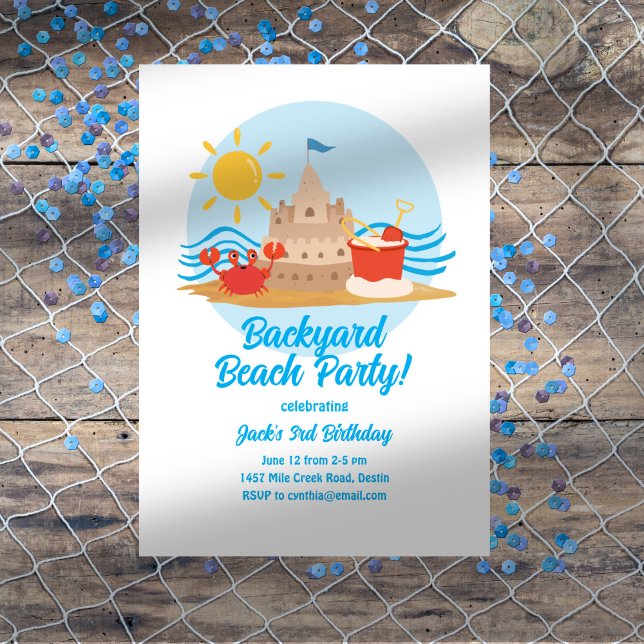 Backyard Beach Geburtstagsparty Einladung (Von Creator hochgeladen)