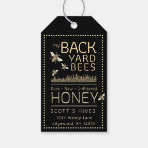 Backyard Bees Honey Jar Neck Tag Black Geschenkanhänger