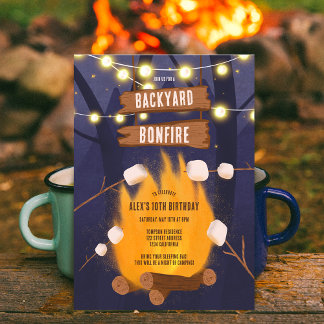 Backyard Bonfire Camping Geburtstagsparty im Freie Einladung