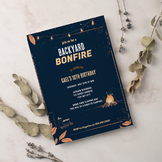 Backyard Bonfire Camping Geburtstagsparty im Freie Einladung