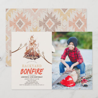 Backyard Bonfire Camping S'mores Birthday Foto Einladung