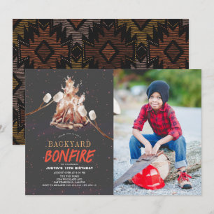 Backyard Bonfire Camping S'mores Birthday Foto Einladung