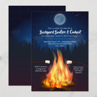 Backyard Bonfire Cookie Geburtstags-GRILLEN Party Einladung