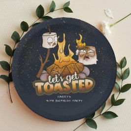 Backyard Bonfire Lass uns Geburtstag Toasted bekom Pappteller