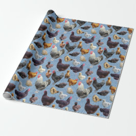 Backyard Chickens Blue Burlap Geschenkpapier