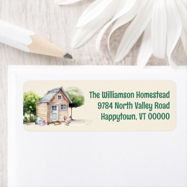 Backyard Coop Homestead-Rücksendeadressen-Aufklebe (Insitu)