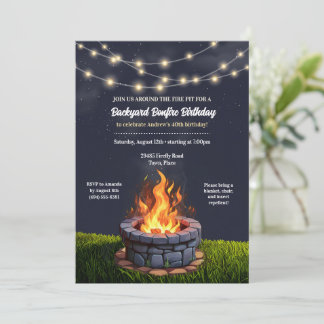 Backyard Fire Pit Bonfire-Cookout, Geburtstags-GRI Einladung