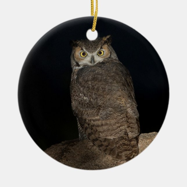 Backyard Great Horned Owl Keramik Ornament (Vorne)