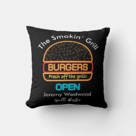 Backyard Grill Master Burgers Sign Throw Kissen