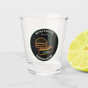 Backyard Grill mit Burgers Trinkbehälter Shotglas Schnapsglas