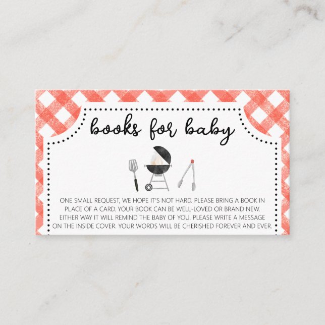 Backyard GRILLEN Baby Shower Books for Baby Visitenkarte (Vorderseite)