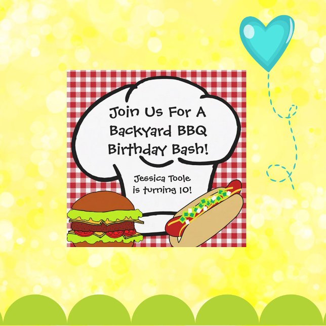 Backyard GRILLEN Birthday Einladung (Fun Summer BBQ Birthday Invite!)