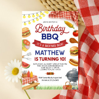 Backyard GRILLEN Birthday Einladung