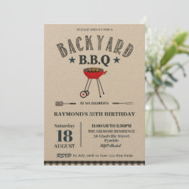 Backyard GRILLEN Male Birthday Black Gingham Craft Einladung
