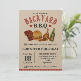 Backyard GRILLEN Male Birthday Red Gingham Craft I Einladung
