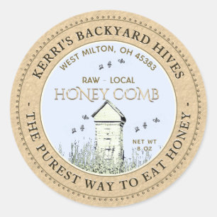 Backyard Hive Pure Raw Local Honeycomb Label Runder Aufkleber
