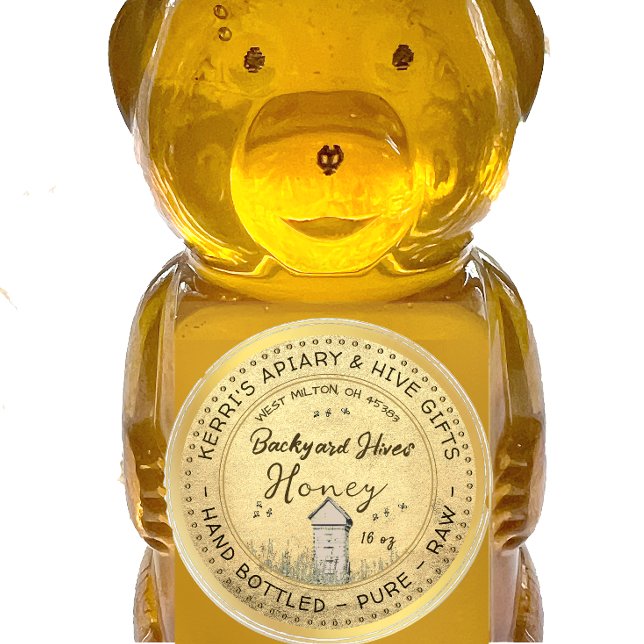 Backyard Hives Honey Label Gold Grunge Runder Aufkleber (Von Creator hochgeladen)