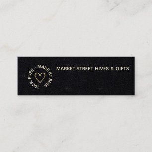 Backyard Honey Black Blume Bienen Gold Heart Bees Mini Visitenkarte
