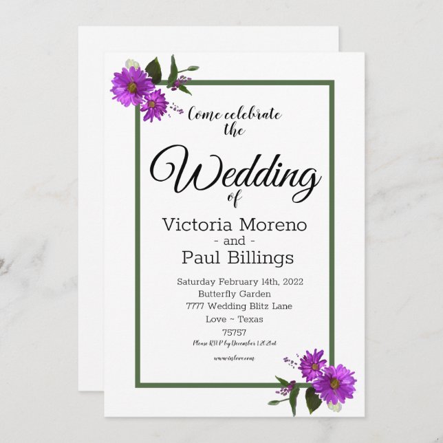 Backyard Lavander Daisy Einladung (Vorne/Hinten)