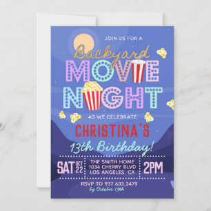 Backyard Movie Geburtstag Einladung