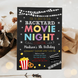 Backyard Movie Night Birthday Einladung