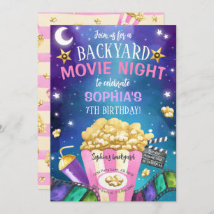 Backyard Movie Night Birthday Einladung