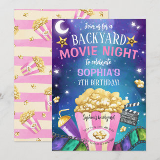 Backyard Movie Night Birthday Einladung