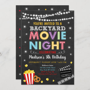 Backyard Movie Night Geburtstag Einladung