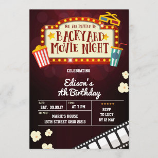 Backyard Movie Night Geburtstagsparty Einladung
