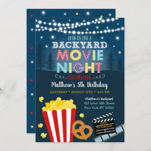 Backyard Movie Night Stars Geburtstag Einladung