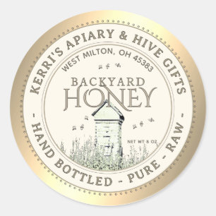 Backyard Nehmt Honey Label Hand Flaschen Roh Runder Aufkleber