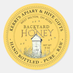 Backyard Nehmt Honey Label Hand Flaschen Roh Runder Aufkleber