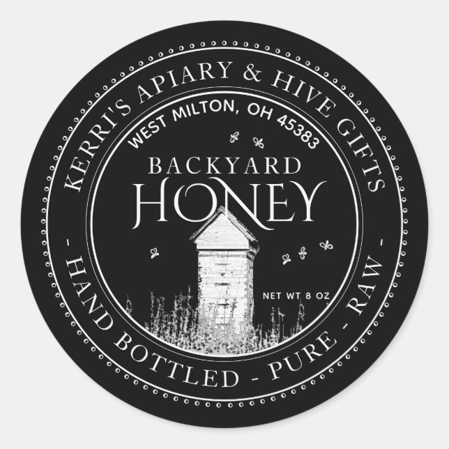 Backyard Nehmt Honey Label Hand Flaschen Roh Runder Aufkleber (Vorderseite)