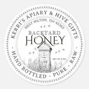 Backyard Nehmt Honey Label Hand Flaschen Roh Runder Aufkleber