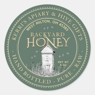 Backyard Nehmt Honey Label Hand Flaschen Roh Runder Aufkleber