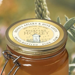 Backyard Nehmt Honey Label Hand Flaschen Roh Runder Aufkleber