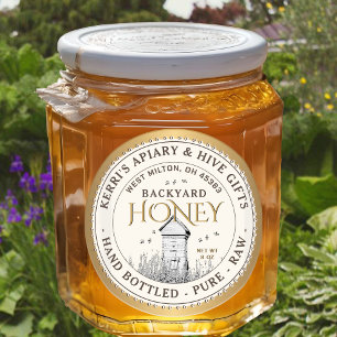 Backyard Nehmt Honey Label Hand Flaschen Roh Runder Aufkleber