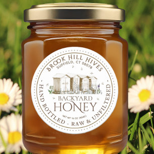 Backyard Nehmt Honey Label Hand Flaschen Roh Runder Aufkleber