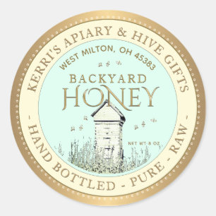 Backyard Nehmt Honey Label Hand Flaschen Roh Runder Aufkleber