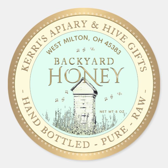 Backyard Nehmt Honey Label Hand Flaschen Roh Runder Aufkleber (Vorderseite)