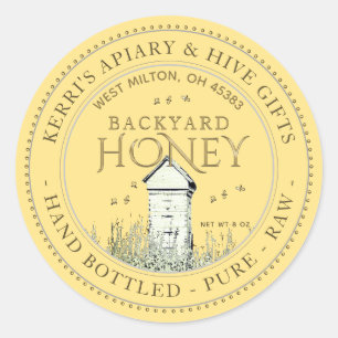 Backyard Nehmt Honey Label Hand Flaschen Roh Runder Aufkleber