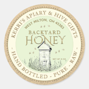 Backyard Nehmt Honey Label Hand Flaschen Roh Runder Aufkleber