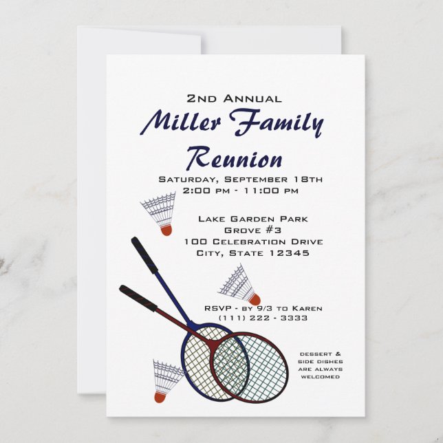 Backyard Picnic Games/ Badminton Einladung (Vorderseite)