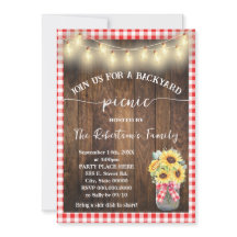 Backyard Picnic Party Rote Karierte Sonnenblumen